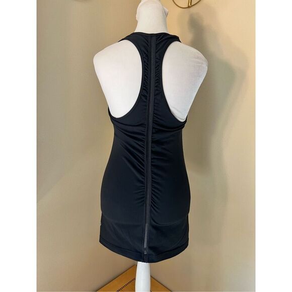 Lululemon Black Mesh Panel Ruched Cool Racerback Athletic Tank Top Size 6 - Picture 2 of 5